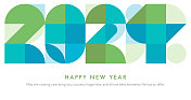2024新年祝福，抽象几何包豪斯造型图形复古风格的庆祝图案。彩色复古简单矢量