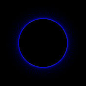 由线和点组成的蓝色光芒勾勒出的黑色球体。