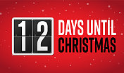 12天直到圣诞节倒计时与数字翻转计数器网页横幅背景设计模板 12天直到圣诞节倒计时与数字翻转计数器网页横幅背景设计模板