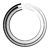 抽象的黑白圆形线条形成转弯效果。