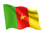 喀麦隆-矢量挥舞现实的旗帜。喀麦隆国旗孤立在白色背景上