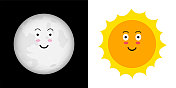 月亮和太阳插图和图标。