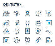 牙科彩色线条图标 牙科彩色线条图标