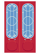 红色装饰艺术双叶门插图矢量。