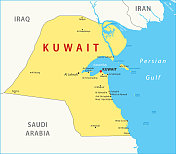 科威特的地图。科威特矢量彩色地图