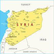 叙利亚的地图。叙利亚矢量彩色地图