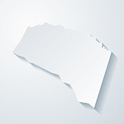 弗吉尼亚州路易莎县。地图与剪纸效果的空白背景