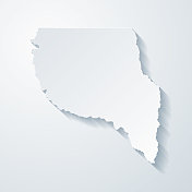 德克萨斯州纳科多奇县。地图与剪纸效果的空白背景