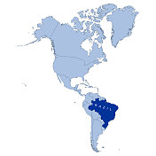 美洲大陆的巴西地图。