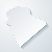 乔治亚州哥伦比亚县。地图与剪纸效果的空白背景