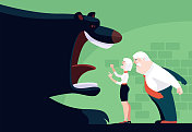 愤怒的高年级夫妇见到大熊