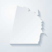 哈利法克斯县，弗吉尼亚州。地图与剪纸效果的空白背景