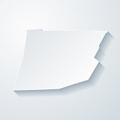 怀俄明州，宾夕法尼亚州。地图与剪纸效果的空白背景