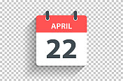 4月22日-每日日历图标在平面设计风格的空白背景