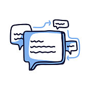 评论绘图，手绘图标，涂鸦风格。社交媒体，友谊，喜欢。