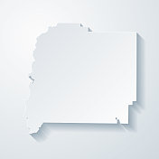 派克县，乔治亚州。地图与剪纸效果的空白背景