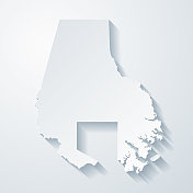 巴尔的摩县，马里兰州。地图与剪纸效果的空白背景