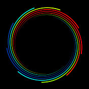 抽象的彩色圆形线条在黑色