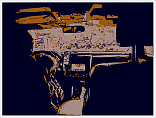 轮廓版画风格的驾驶汽车场景插画背景