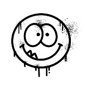 滑稽怪物脸卡通涂鸦黑色喷漆喷枪 滑稽怪物脸卡通涂鸦黑色喷漆喷枪