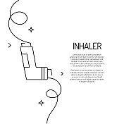 吸入器图标的连续线条绘制。手绘符号矢量插图。