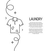 连续线条绘制洗衣图标。手绘符号矢量插图。 连续线条绘制洗衣图标。手绘符号矢量插图。