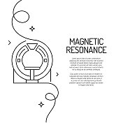 连续线绘制的磁共振图标。手绘符号矢量插图。