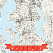 美国华盛顿贝尔维尤矢量地图