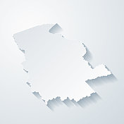 西弗吉尼亚州洛根县。地图与剪纸效果的空白背景