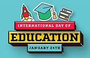 1月24日国际教育日纪念横幅模板设计
