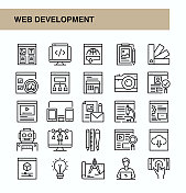 Web开发线图标集-插图分析,应用程序编程接口,大数据,编码 Web开发线图标集-插图分析,应用程序编程接口,大数据,编码