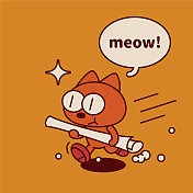 一只古怪而可爱的小猫正拿着一个纸卷或纸卷跑着