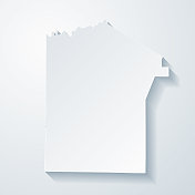 杰斐逊县，宾夕法尼亚州。地图与剪纸效果的空白背景