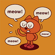 一只古怪可爱的小猫叽叽喳喳地站着