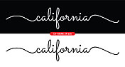 加州。黑白背景的美国城市名称。矢量股票插图