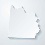 安森县，北卡罗莱纳州。地图与剪纸效果的空白背景