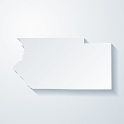 科罗拉多州弗里蒙特县。地图与剪纸效果的空白背景