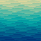 新潮的几何背景与蓝色抽象波浪