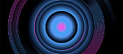 现代抽象的蓝色，粉红色和紫色梯度圆线在深黑色的背景设计