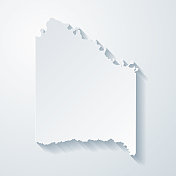 红河县，德克萨斯州。地图与剪纸效果的空白背景