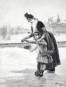 妈妈教女儿滑冰 妈妈教女儿滑冰