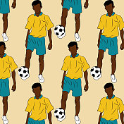极简主义设计卡通人物足球运动员男孩