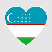 乌兹别克斯坦国旗。心的形状 乌兹别克斯坦国旗。心的形状