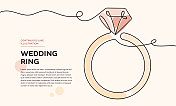 结婚戒指连续线图标