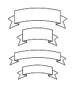 一套空白的复古丝带横幅