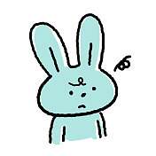 可爱的兔子线条画:生闷气