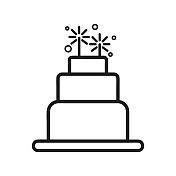 黑白生日庆祝蛋糕插图，类型4