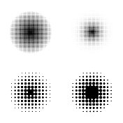 圆形半色调虚点图案矢量设置在白色背景上。