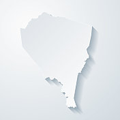 西弗吉尼亚州刘易斯县。地图与剪纸效果的空白背景