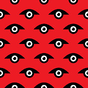 红色和黑色的眼睛无缝图案